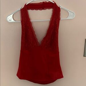 Urban Outfitters Red Lace-Trim Tank Top